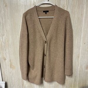 Quince Mongolian Cashmere Oversized Boyfriend Cardigan Oatmeal XS Flaw